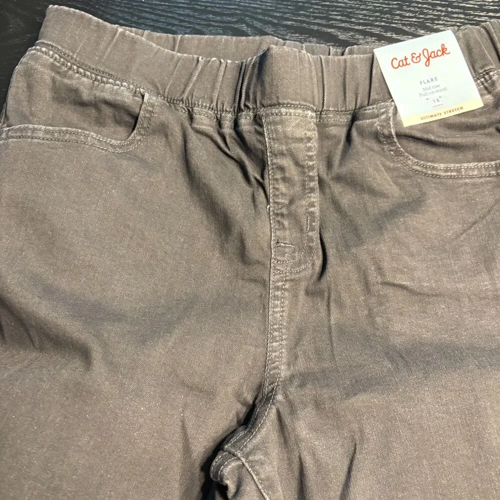 Cat&Jack Girls Flare Jeans Sz 18 NWT Pull On Ultimate Stretch Mid Rise Black